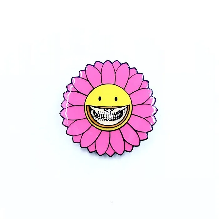 Ron English Shocking Sunflower Grin Pink Pin — 14th Street Supply